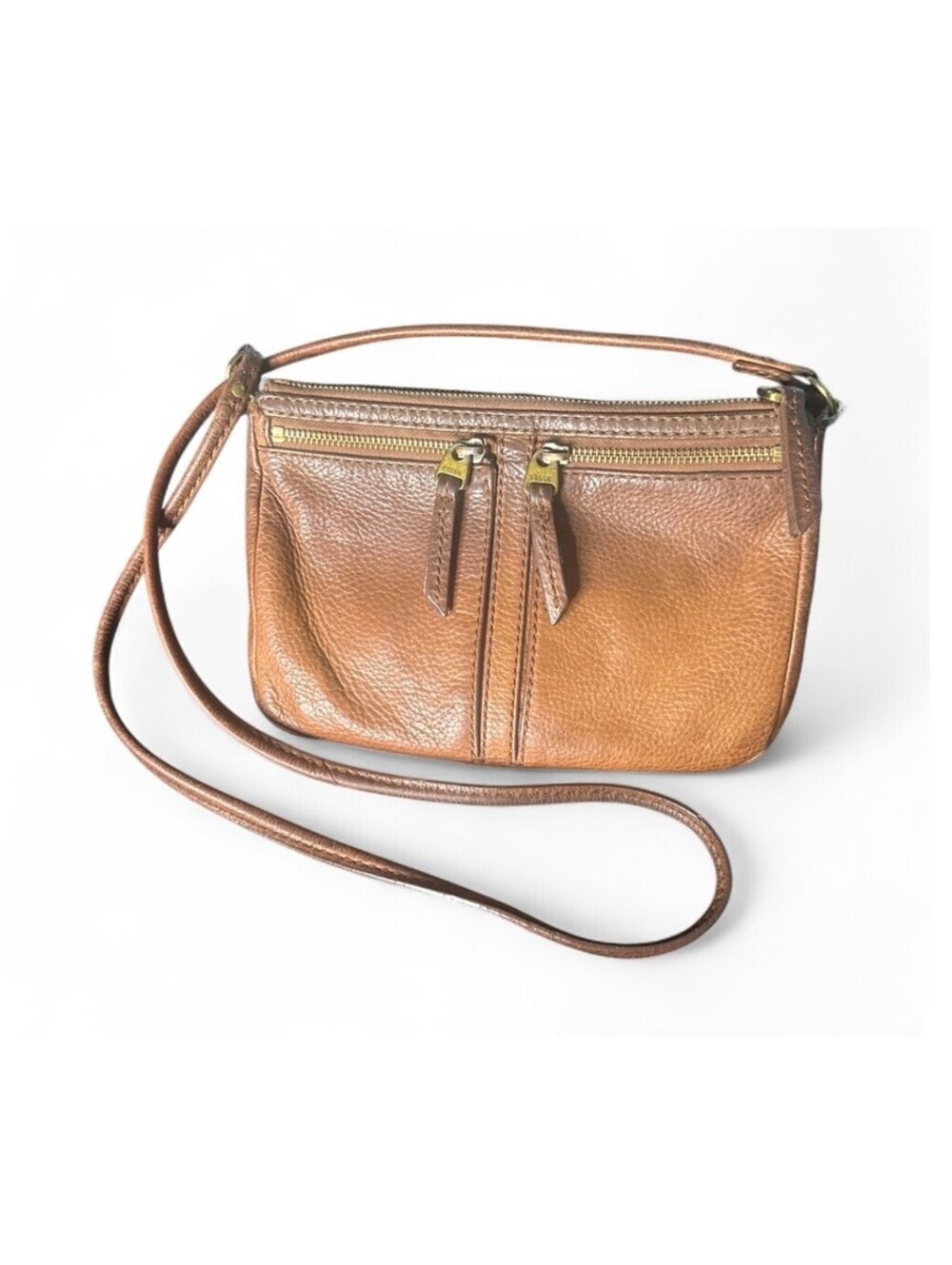 Vintage Fossil Brown Leather Crossbody Bag